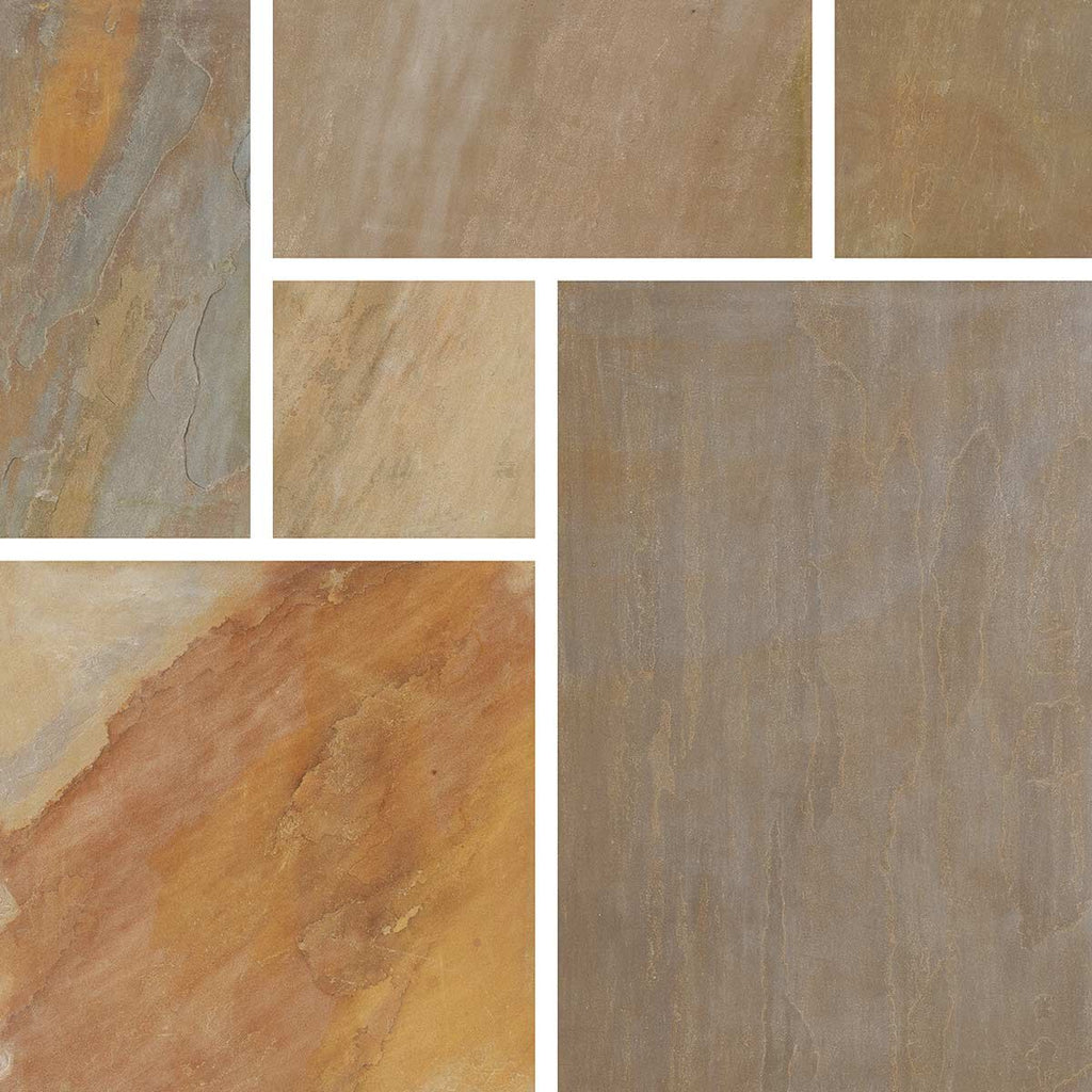 Rustic Blend (18mm Calibrated) - Riven Indian Sandstone Patio Paving Slabs