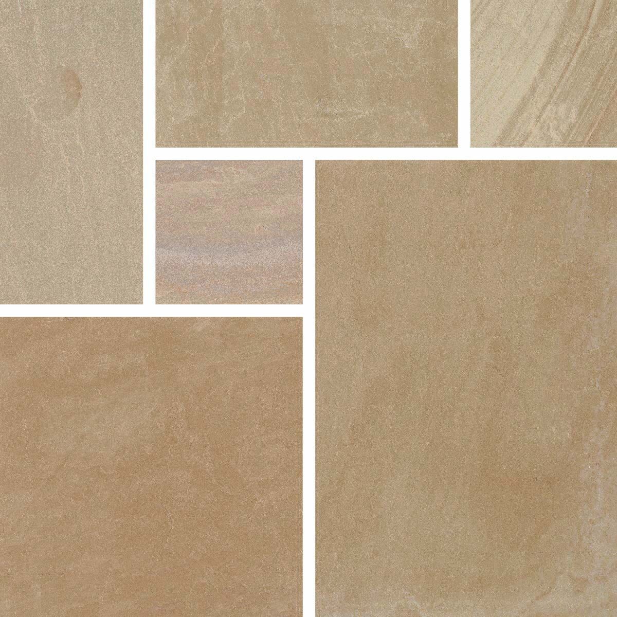 Buff - Riven Indian Sandstone Paving Slabs Classic Indian Sandstone