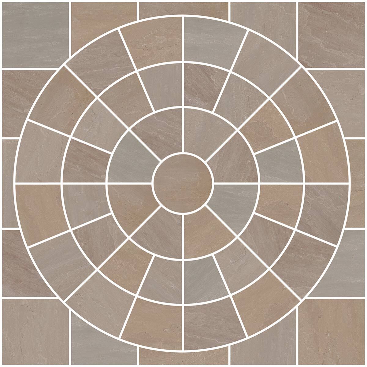 Raj Blend Sandstone Paving Circle Indian Sandstone - Stone Paving Feature