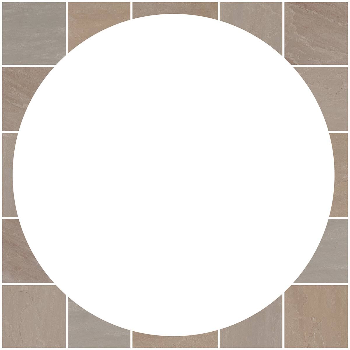 Raj Blend Sandstone Paving Circle Indian Sandstone - Stone Paving Feature