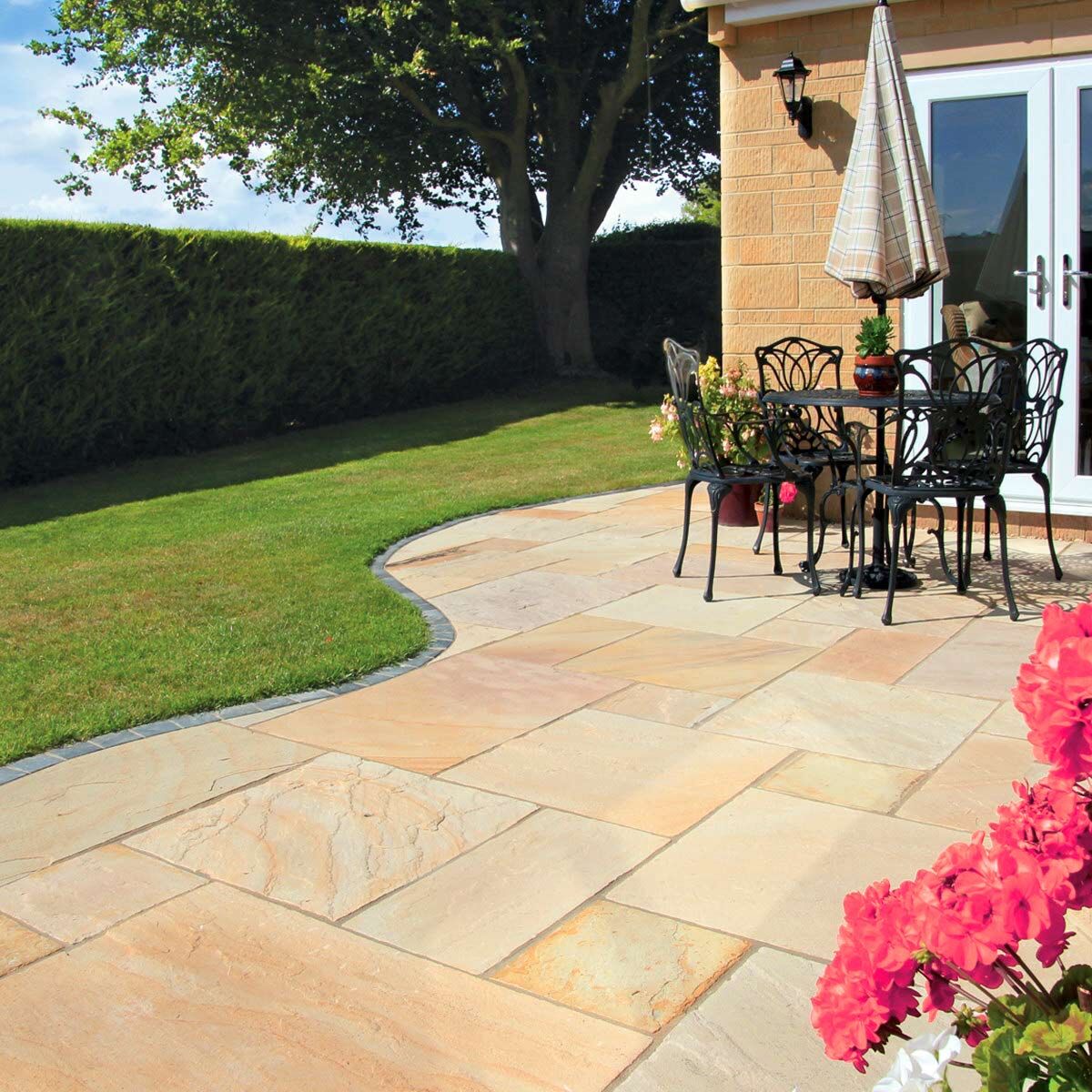 Golden Fossil - Riven Indian Sandstone Paving Slabs Classic Indian Sandstone