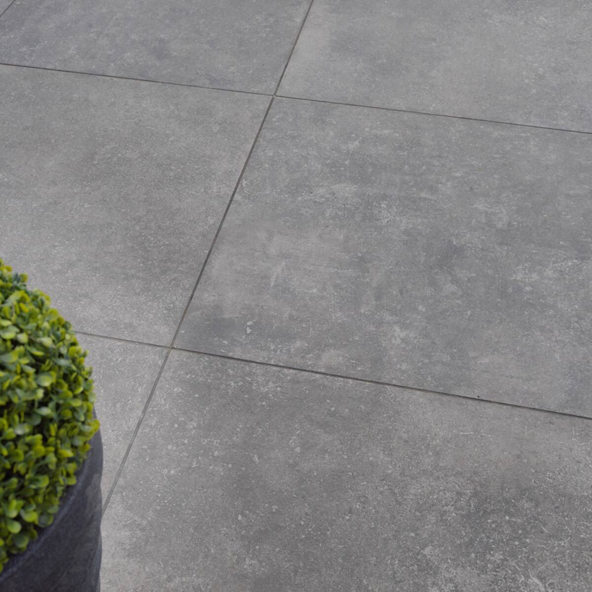 Tegel Moon - Mid Grey Porcelain Paving Slabs (900 x 900 mm)