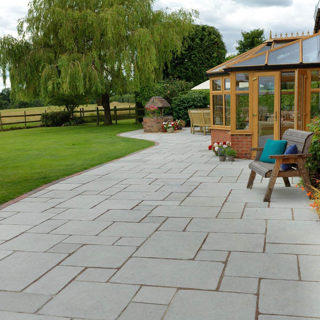 Denby Flagstones - Tumbled Limestone Paving Tudor Antique - Stone Paving Slabs
