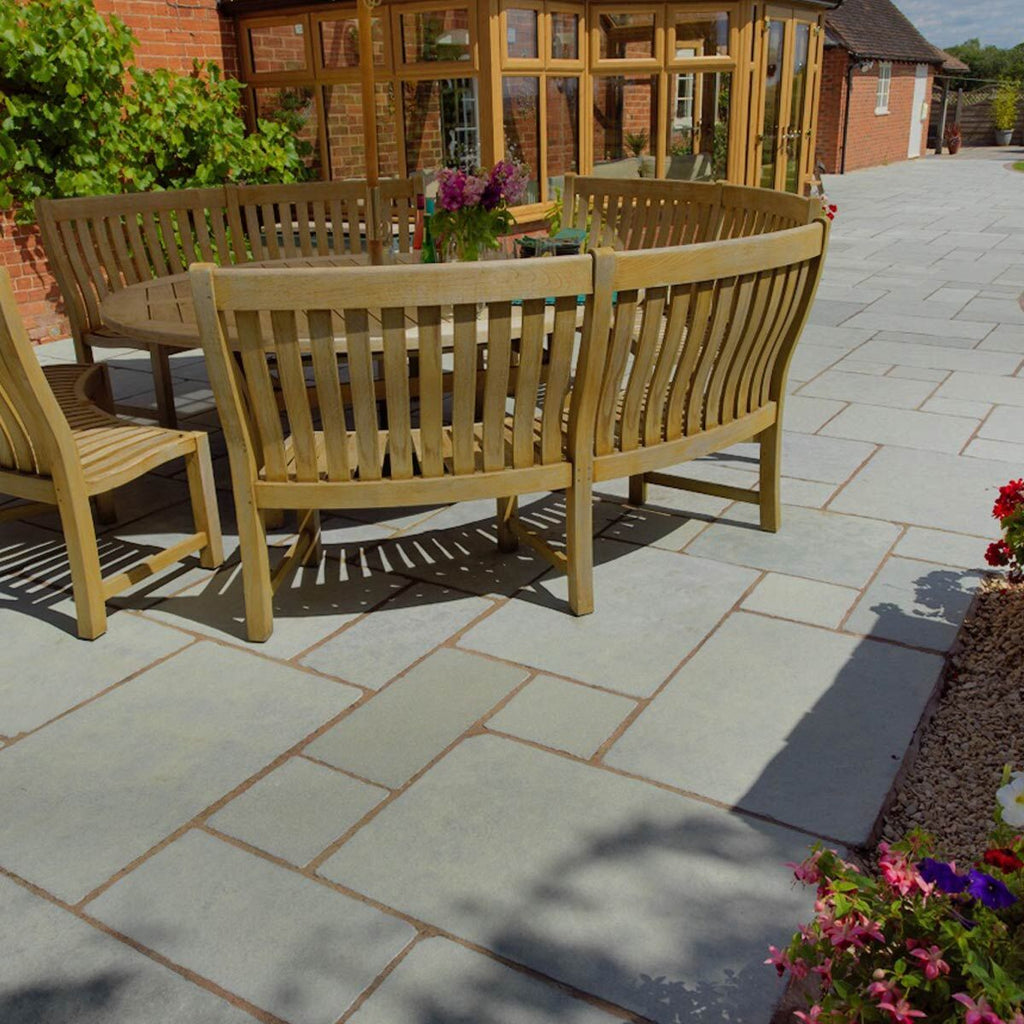 Denby Flagstones - Tumbled Limestone Paving Tudor Antique - Stone Paving Slabs